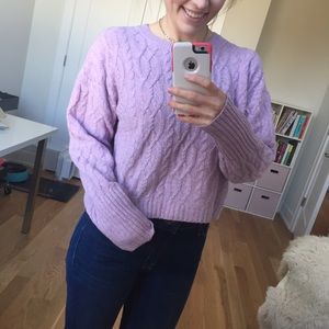 NWT Wild Fable Lilac Cableknit Cropped Sweater